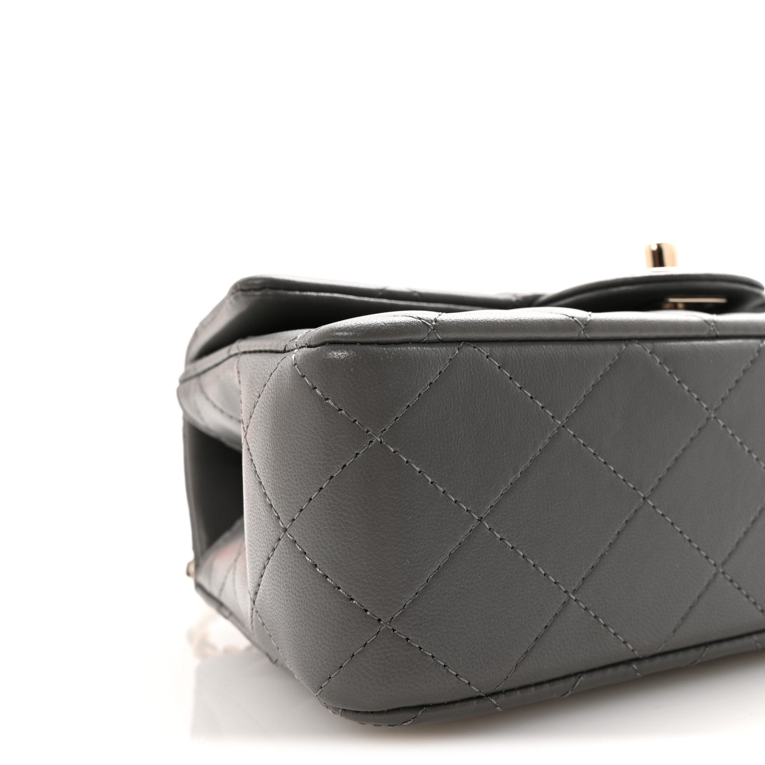 Chanel Lambskin Quilted Mini Top Handle Rectangular Flap Dark Grey 9 of 10