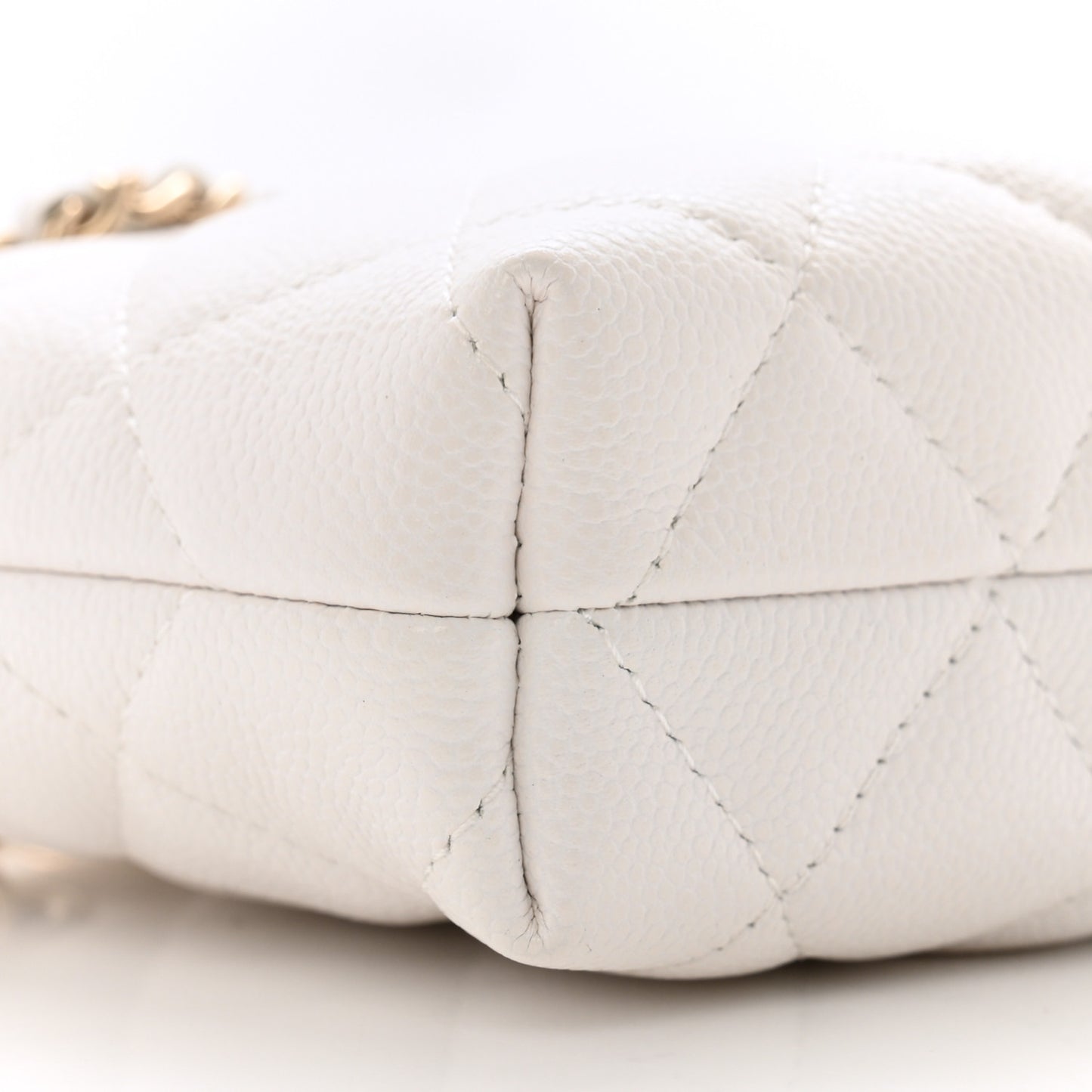 Caviar Quilted Classic Clutch Tote With Chain White