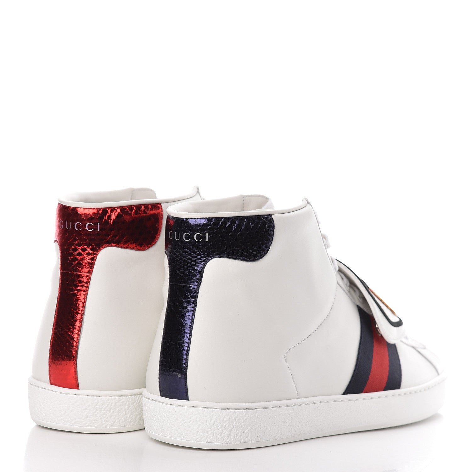 Gucci Calfskin Ayers Web Tiger Removable Patches Mens Ace High Top Sneakers 11 White 4 of 10