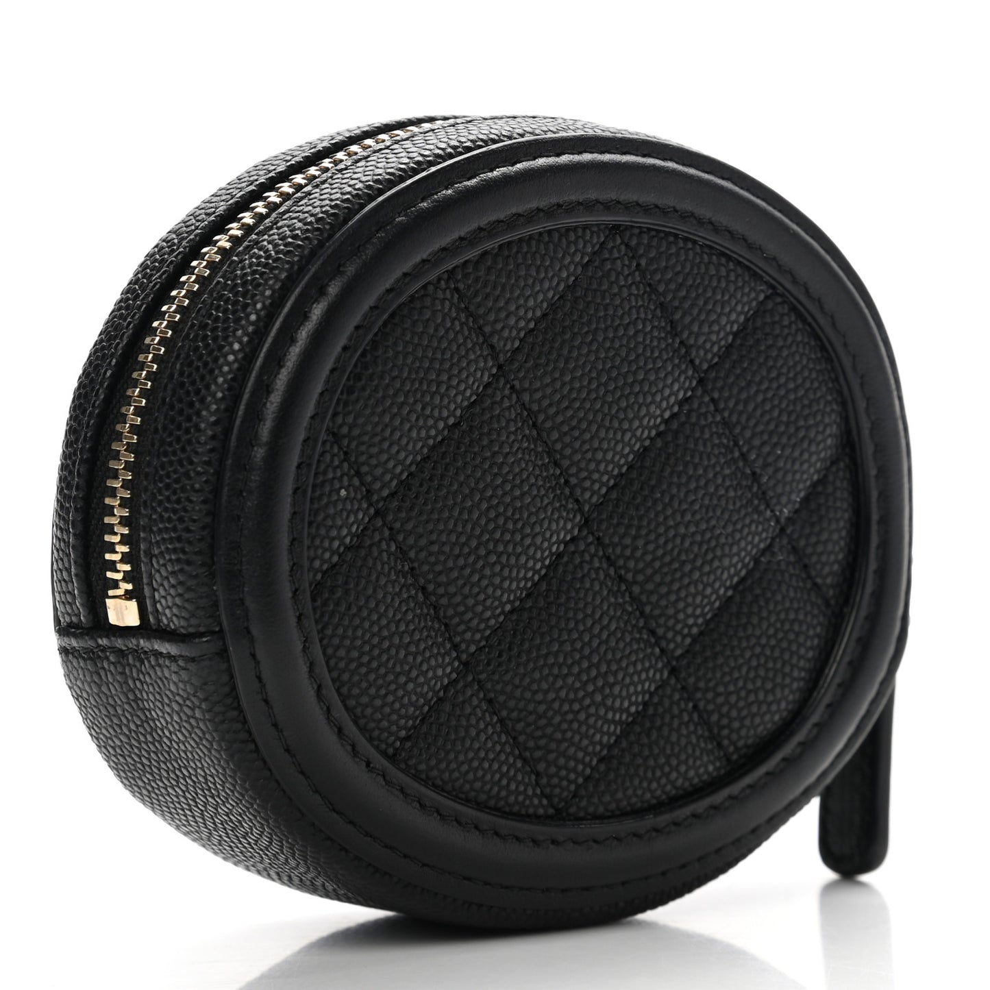 Caviar Quilted Filigree Zip Around Classic Coin Purse Black
