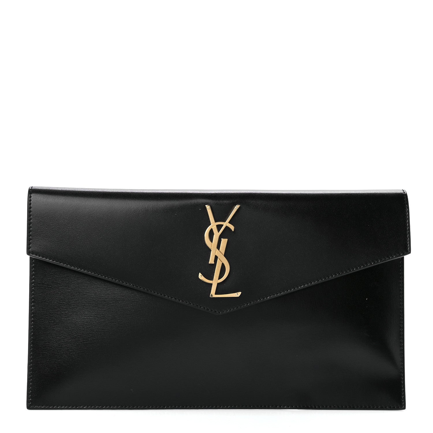 Saint Laurent Smooth Shiny Calfskin Monogram Uptown Pouch Black 1 of 11