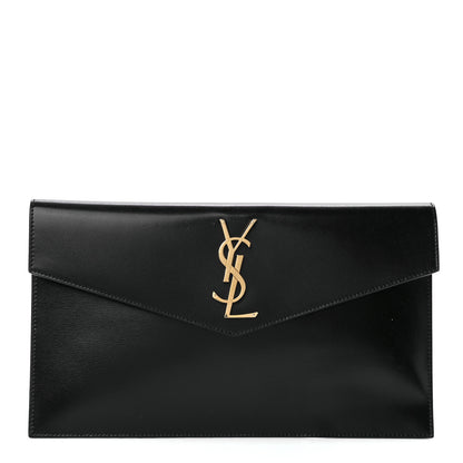 Saint Laurent Smooth Shiny Calfskin Monogram Uptown Pouch Black 1 of 11