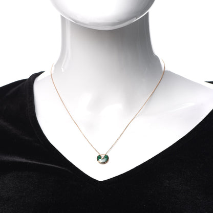 Cartier 18K Pink Gold Diamond Malachite XS Amulette de Cartier Pendant Necklace 2 of 5