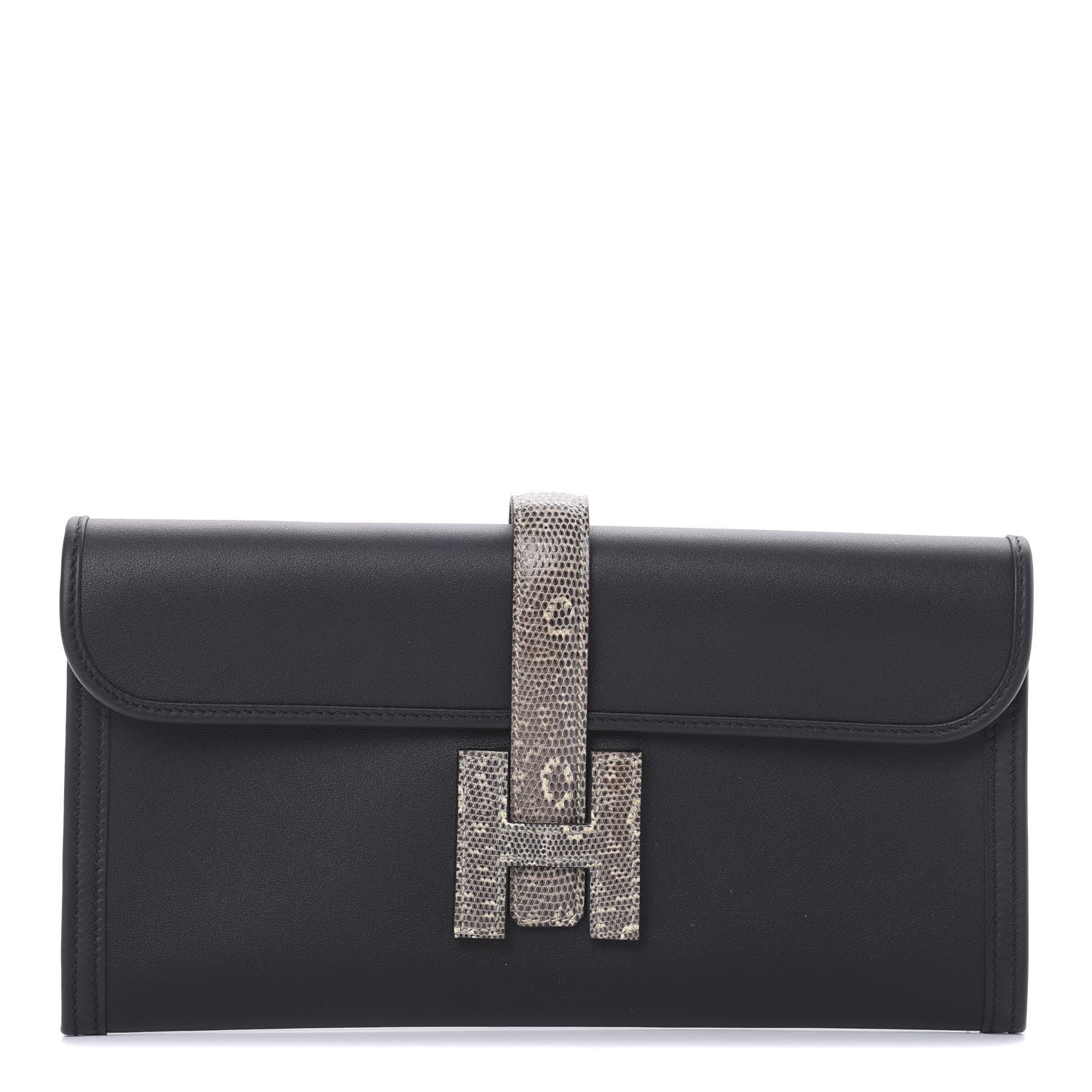 Hermes Swift Lizard Jige Elan Touch 29 Clutch Black Ombre 1 of 8