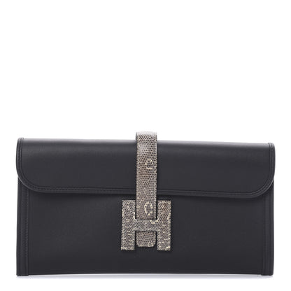 Hermes Swift Lizard Jige Elan Touch 29 Clutch Black Ombre 1 of 8