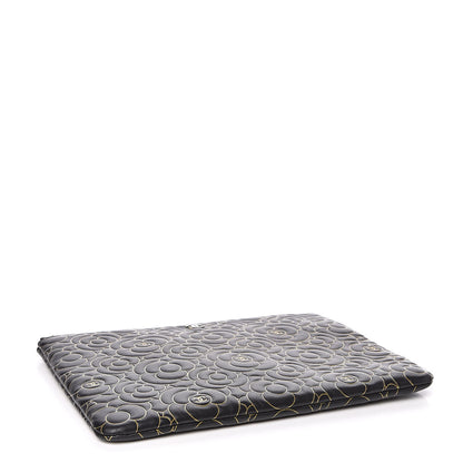 Chanel Lambskin Camellia Embossed Medium Cosmetic Case Black Gold 4 of 7