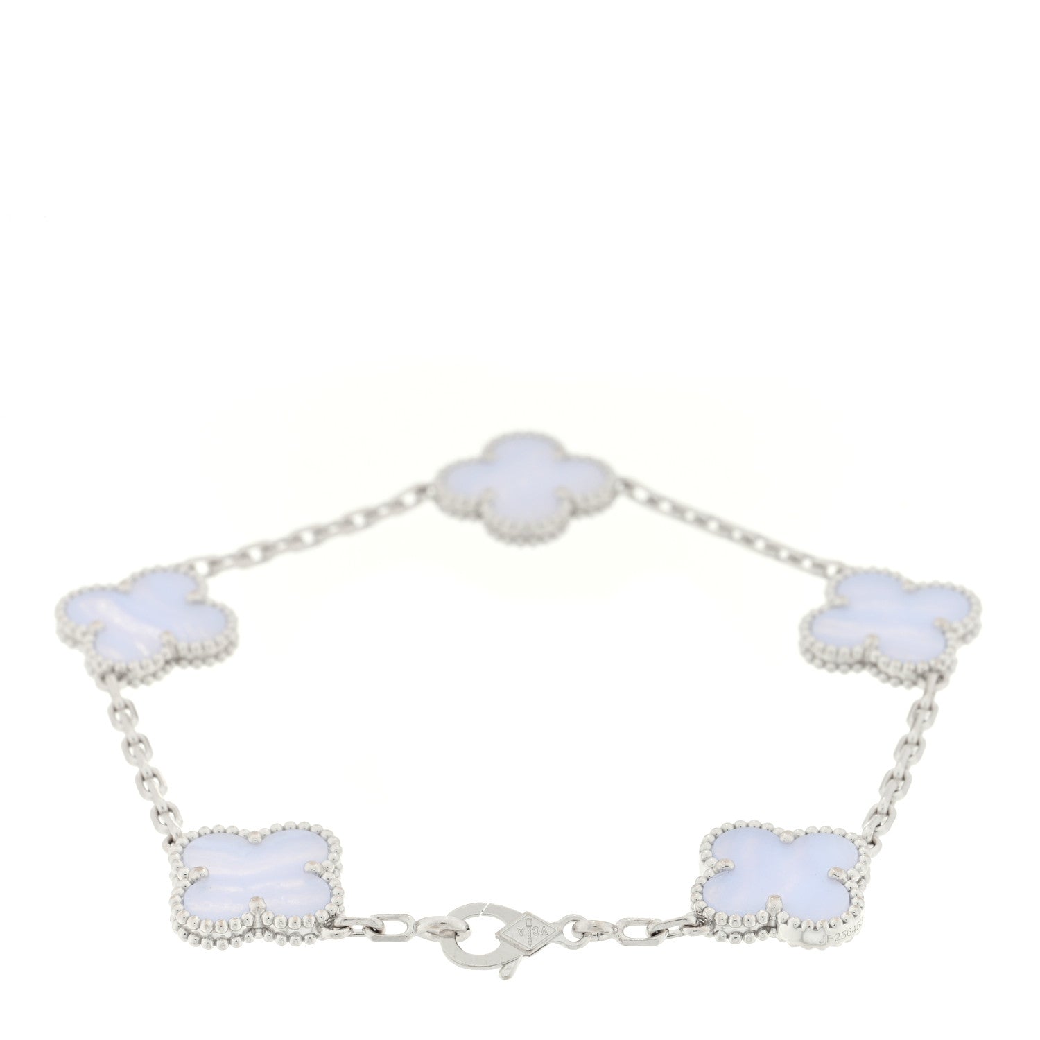 Van Cleef & Arpels 18K White Gold Chalcedony 5 Motifs Vintage Alhambra Bracelet 2 of 4