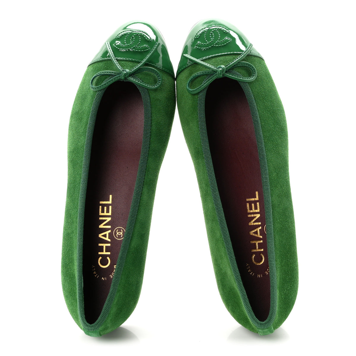 Suede Patent Cap Toe CC Ballerina Flats 36.5 Green