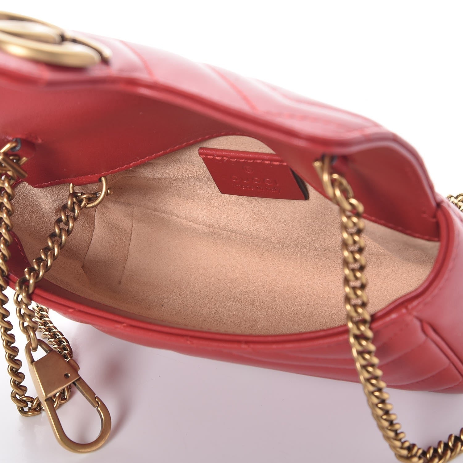 Gucci Calfskin Matelasse Super Mini GG Marmont Shoulder Bag Hibiscus Red 6 of 10