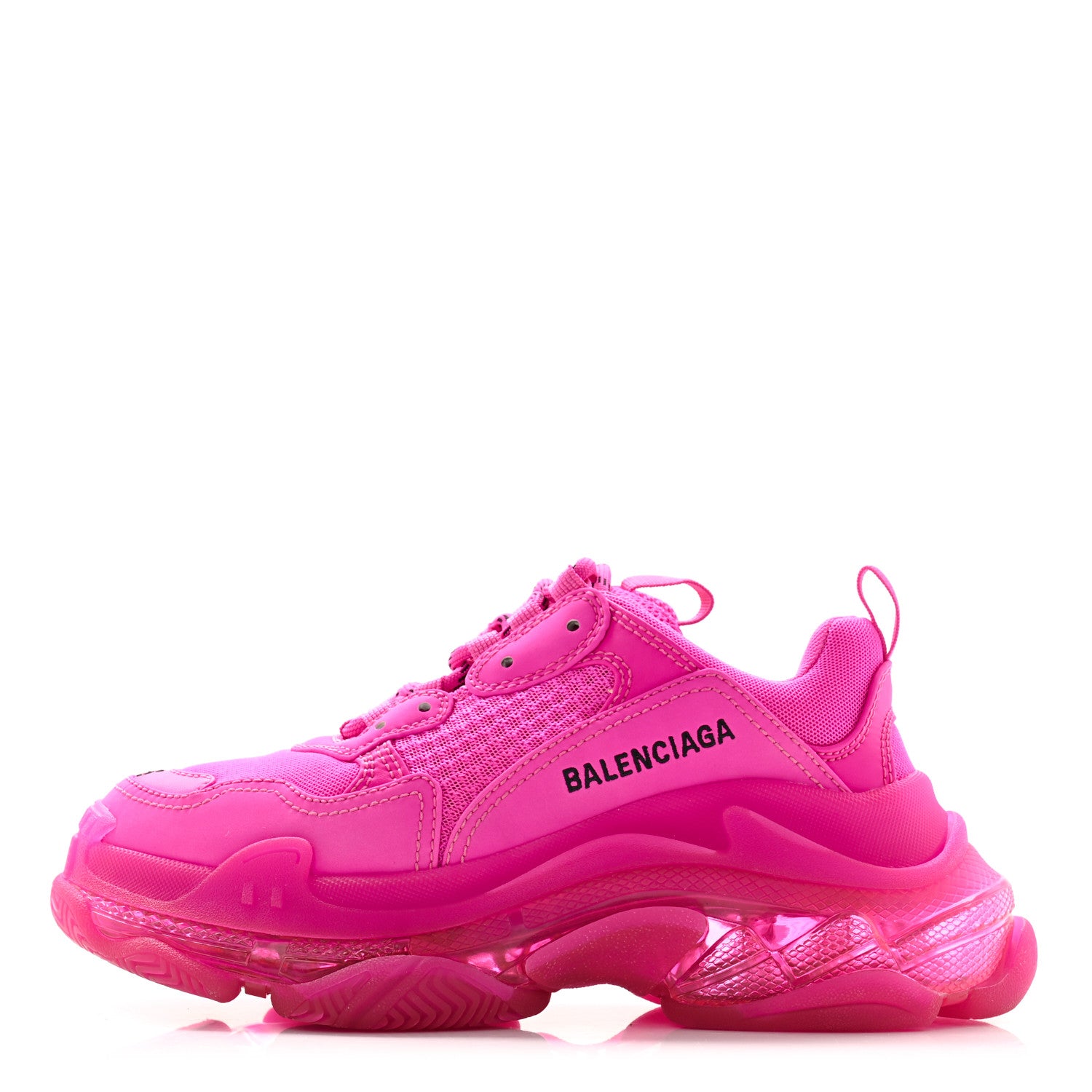 Balenciaga Fabric Mesh Clear Sole Fluo Womens Triple S Sneakers 36 Pink 1 of 7
