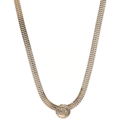 Chanel Metal Chain Link CC Medallion Choker Necklace Gold 1 of 5