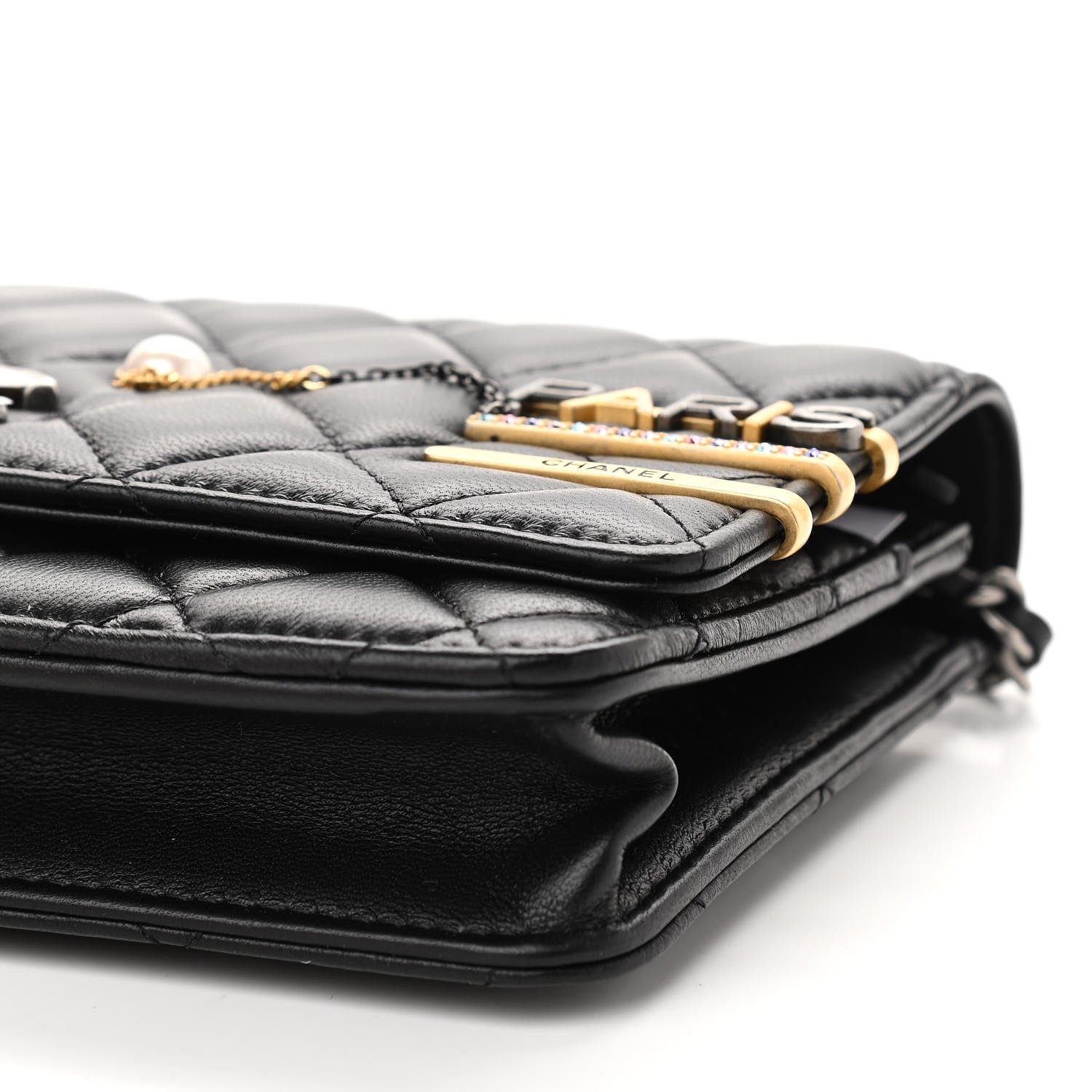 Chanel Lambskin Quilted Coco Clips Wallet On Chain WOC Black 6 of 12