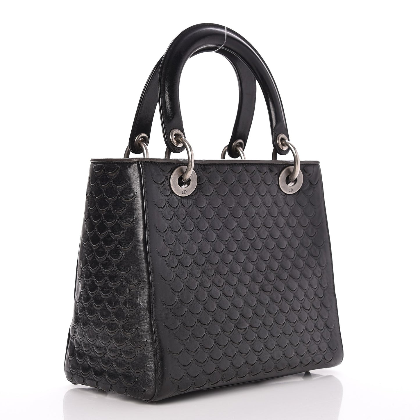 Lambskin Fish Scale Detail Medium Lady Dior Black