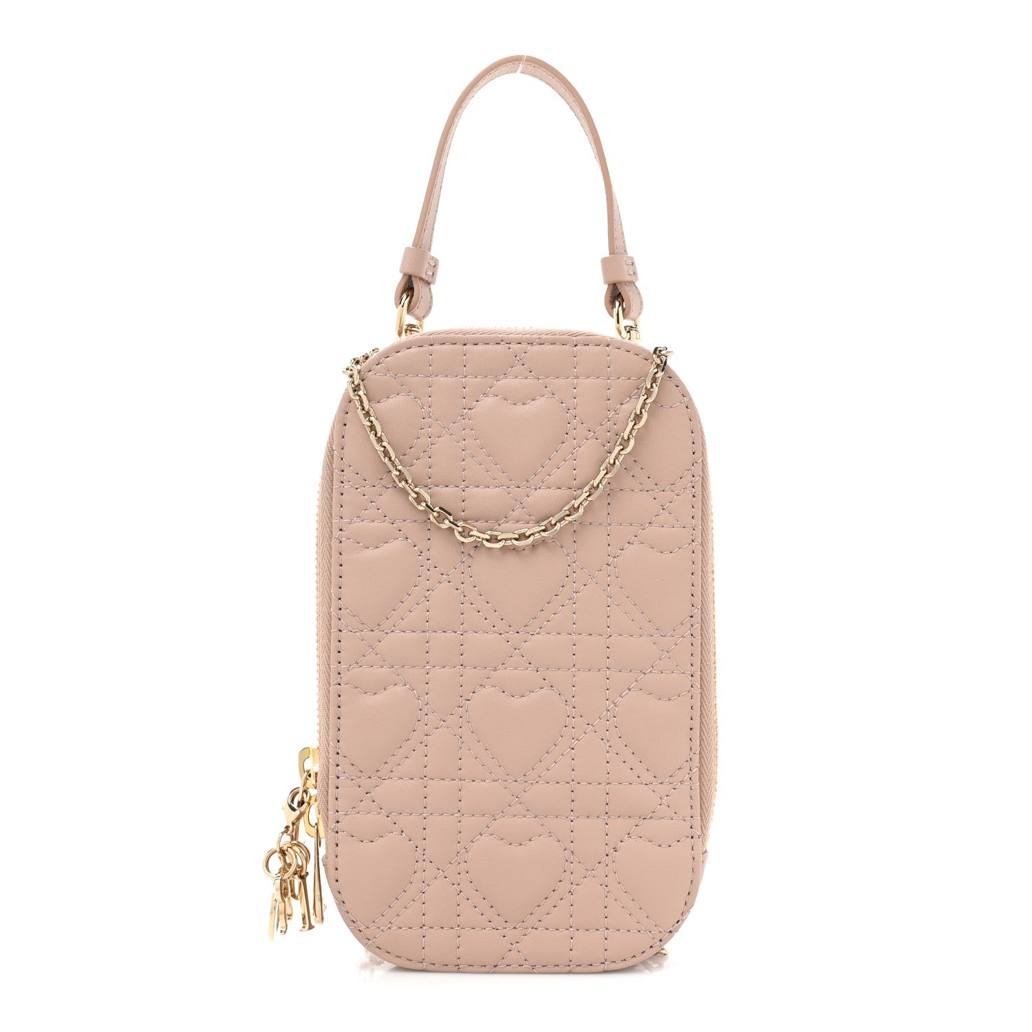 Christian Dior Lambskin Cannage Dioramour Lady Dior Phone Holder Light Pink 1 of 10