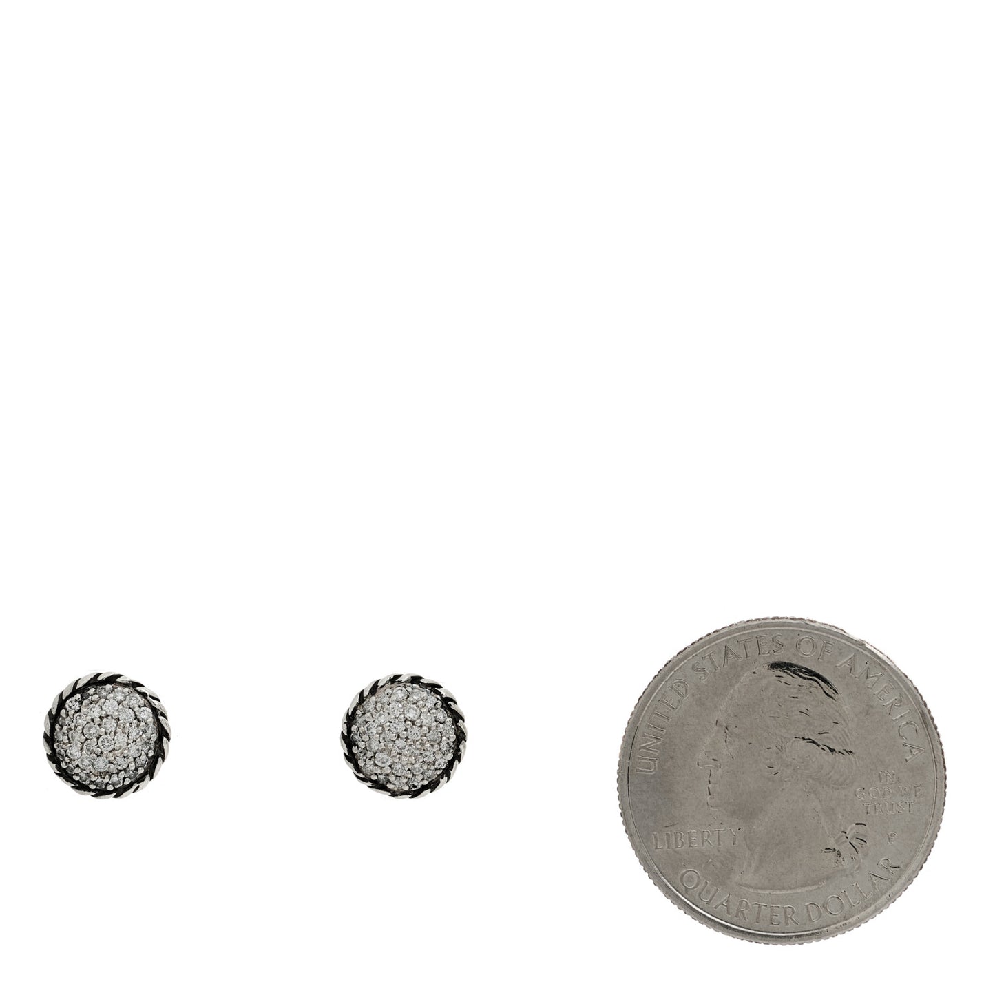 Sterling Silver Pave Diamond 7mm Petite Earrings