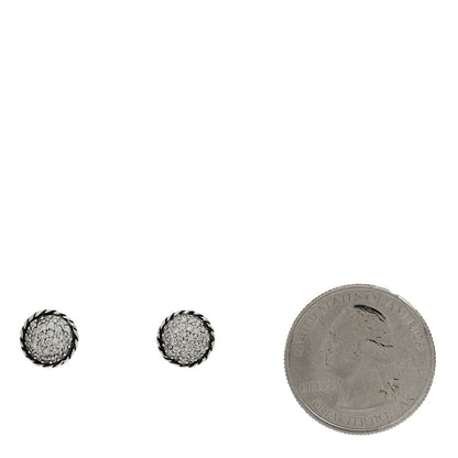 David Yurman Sterling Silver Pave Diamond 7mm Petite Earrings 2 of 4