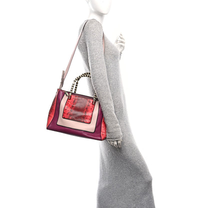 Bulgari Nappa Karung Serpenti Top Handle Tote Pink Multicolor 2 of 10