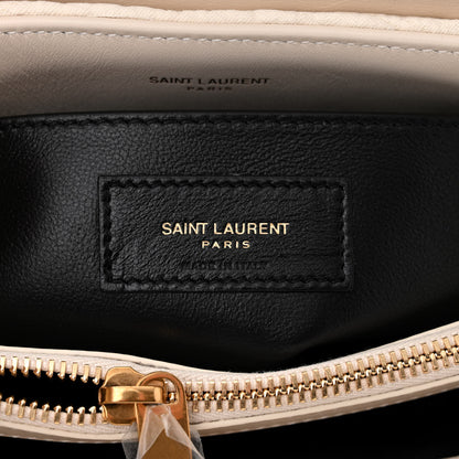 Saint Laurent Cotton Gauze Y Quilted Monogram Small Loulou Chain Satchel Vanilla Ice 6 of 10