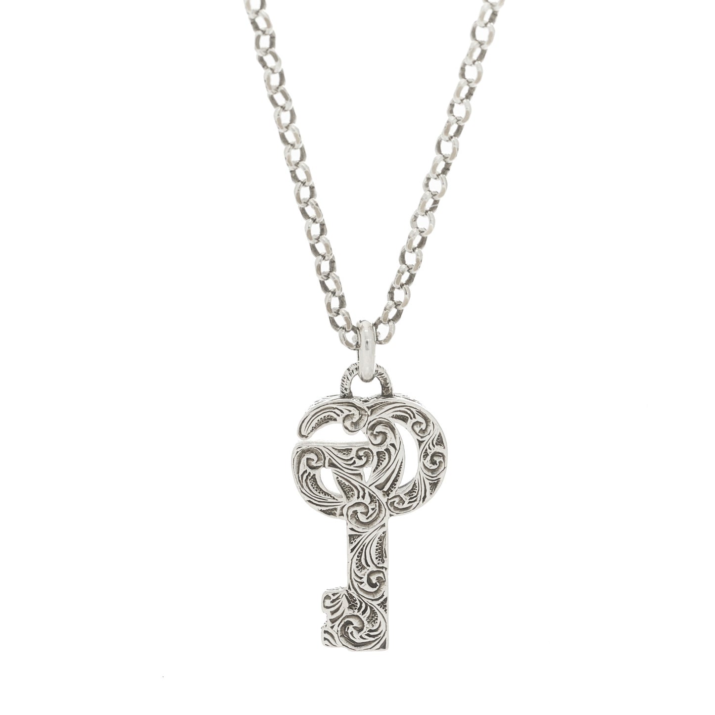 Sterling Silver Double G Key Pendant Necklace