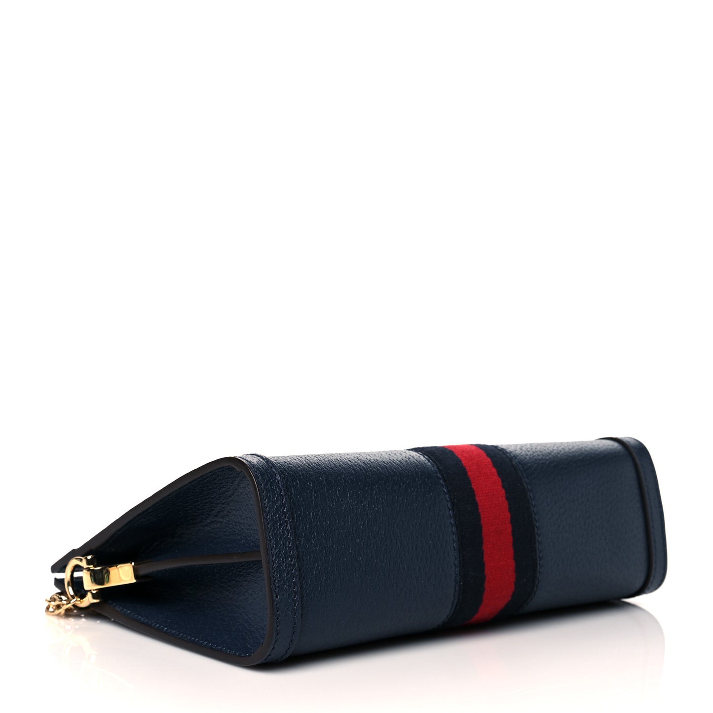 Textured Calfskin Web Small Ophidia Chain Shoulder Bag Blue Agata