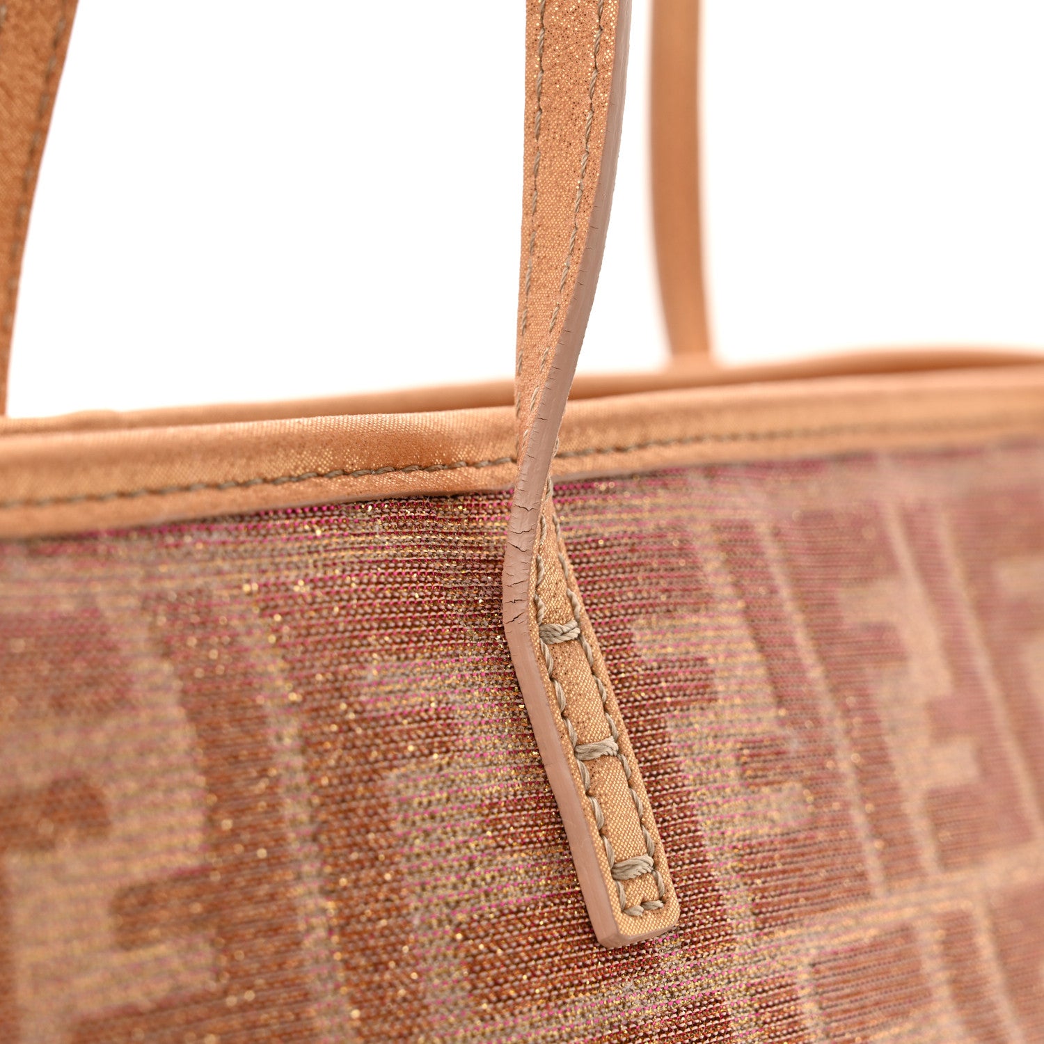Fendi Metallic Lurex Zucca Medium Roll Tote Arancio 12 of 13