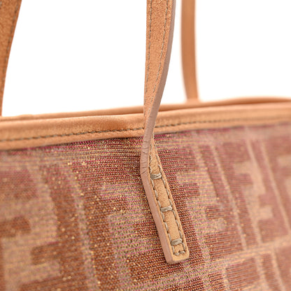Fendi Metallic Lurex Zucca Medium Roll Tote Arancio 12 of 13