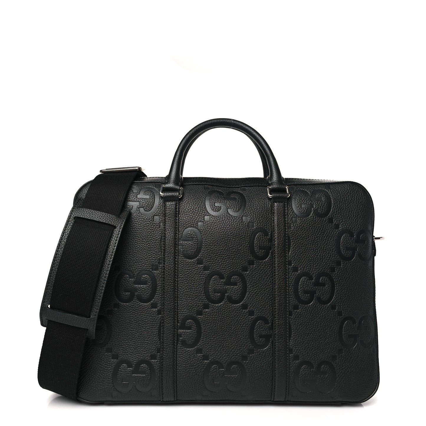 Piuma Calfskin Jumbo GG Embossed Briefcase Black