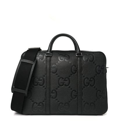 Gucci Piuma Calfskin Jumbo GG Embossed Briefcase Black 1 of 10