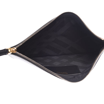 Burberry Metallic Grained Calfskin Striped Zip Pouch Black 5 of 6