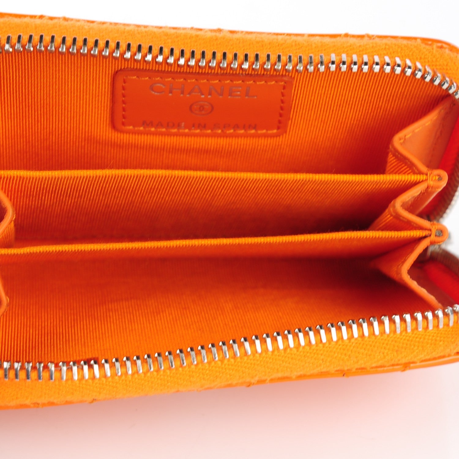 Chanel Patent Calfskin Quilted Zip Coin Purse Orange 7 of 11