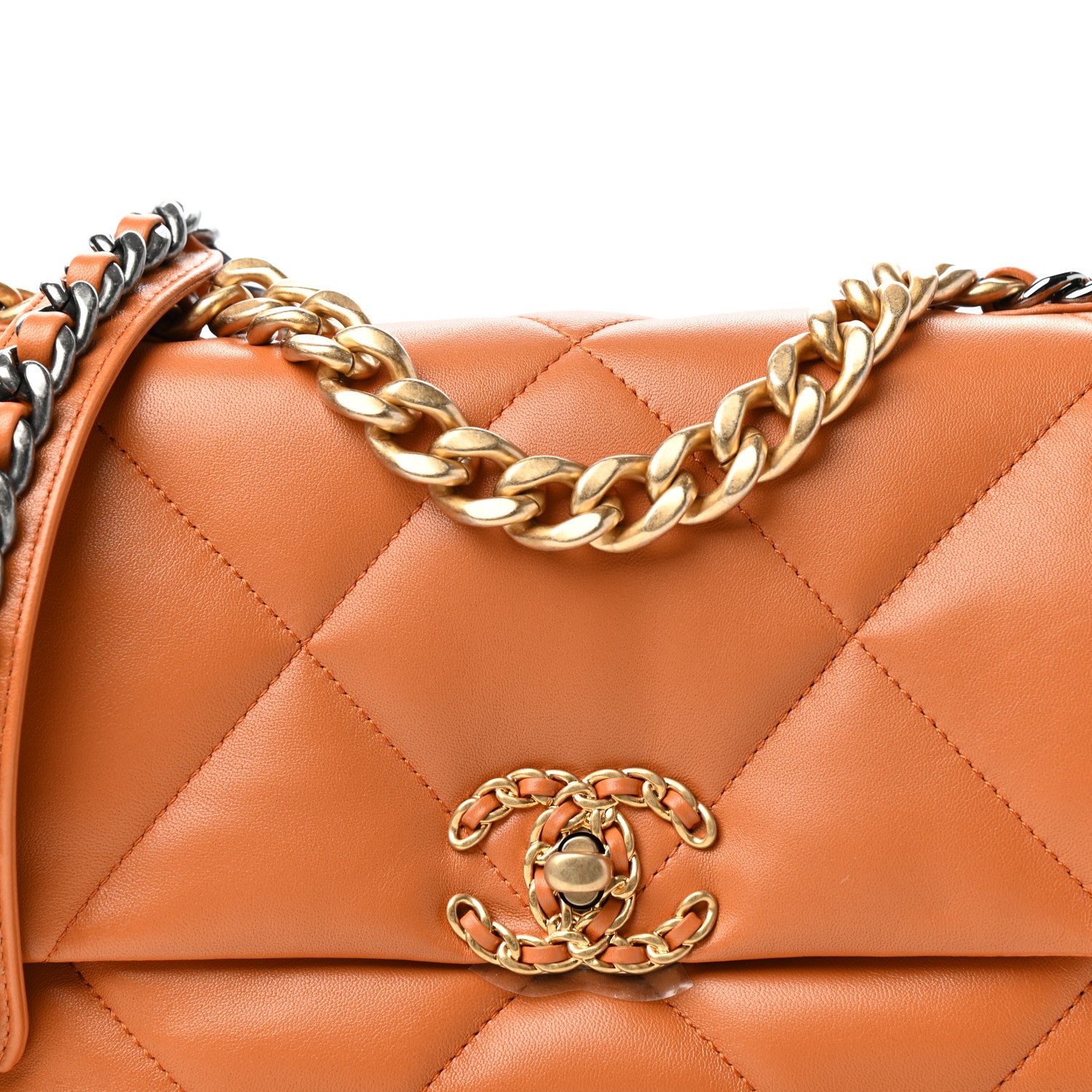 Chanel Lambskin Quilted Medium Chanel 19 Flap Light Brown 10 of 11