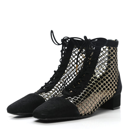 Christian Dior Suede Laminated Resille Naughtily-D 30mm Ankle Boots 38.5 Black Gold 3 of 10