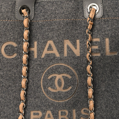 Chanel Wool Felt Large Deauville Tote Grey Beige 8 of 10