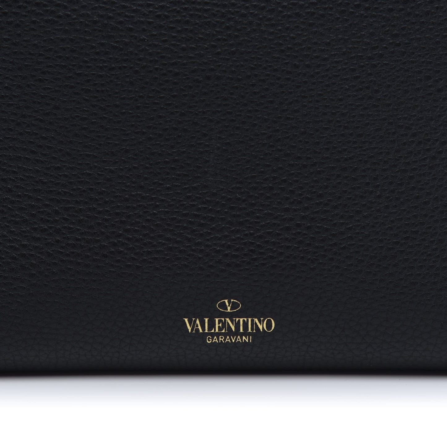 Pebbled Calfskin Rockstud Flip Lock Clutch Wallet Black