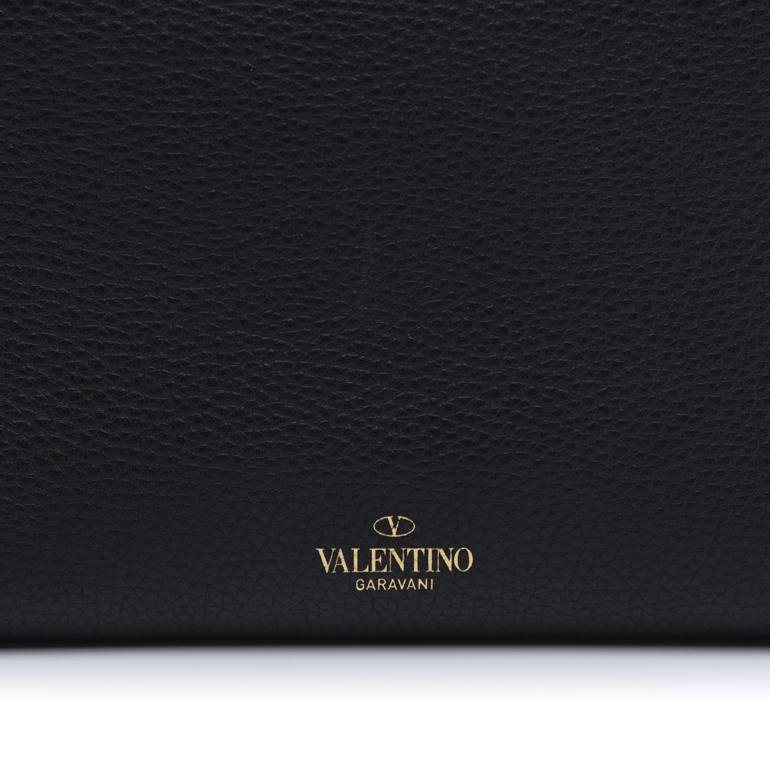 Valentino Garavani Pebbled Calfskin Rockstud Flip Lock Clutch Wallet Black 9 of 10