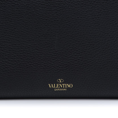 Valentino Garavani Pebbled Calfskin Rockstud Flip Lock Clutch Wallet Black 9 of 10