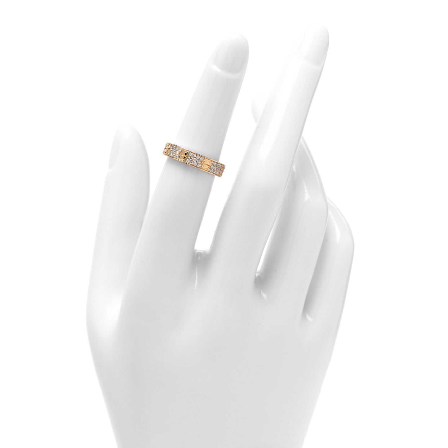 18K Yellow Gold Diamond 4mm LOVE Wedding Paved Band Ring 49 5