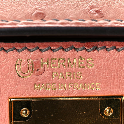 Hermes Ostrich Horseshoe Kelly Sellier 28 Terre Cuite Gris Agate 21 of 39