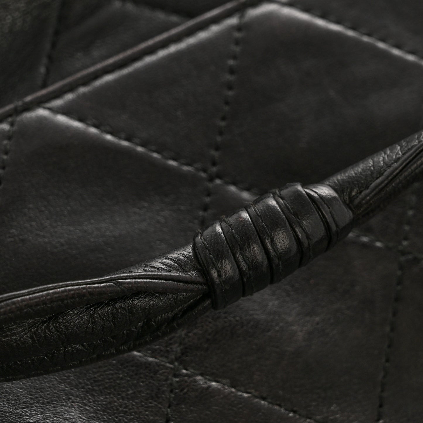 Lambskin Quilted Tassel Camera Case Black