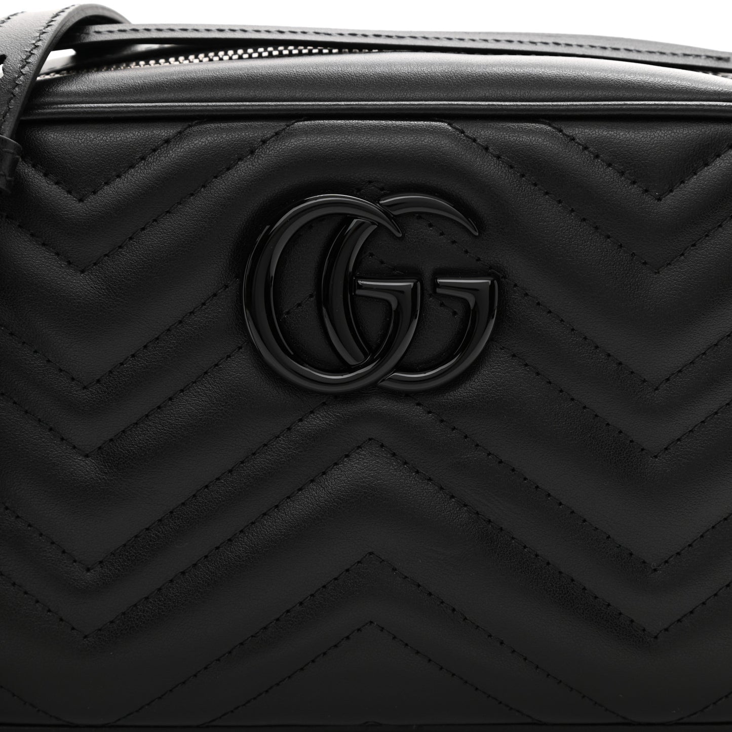 Calfskin Matelasse Monochrome Small GG Marmont Chain Shoulder Bag Black