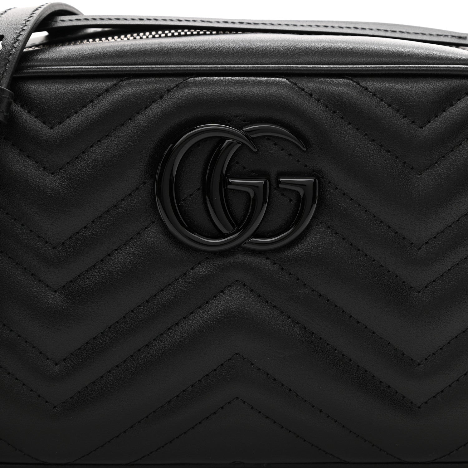 Gucci Calfskin Matelasse Monochrome Small GG Marmont Chain Shoulder Bag Black 14 of 14