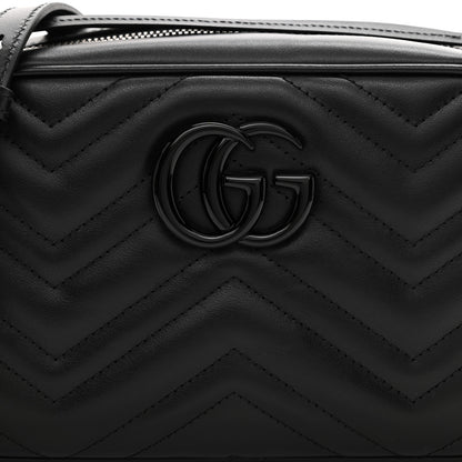 Gucci Calfskin Matelasse Monochrome Small GG Marmont Chain Shoulder Bag Black 14 of 14