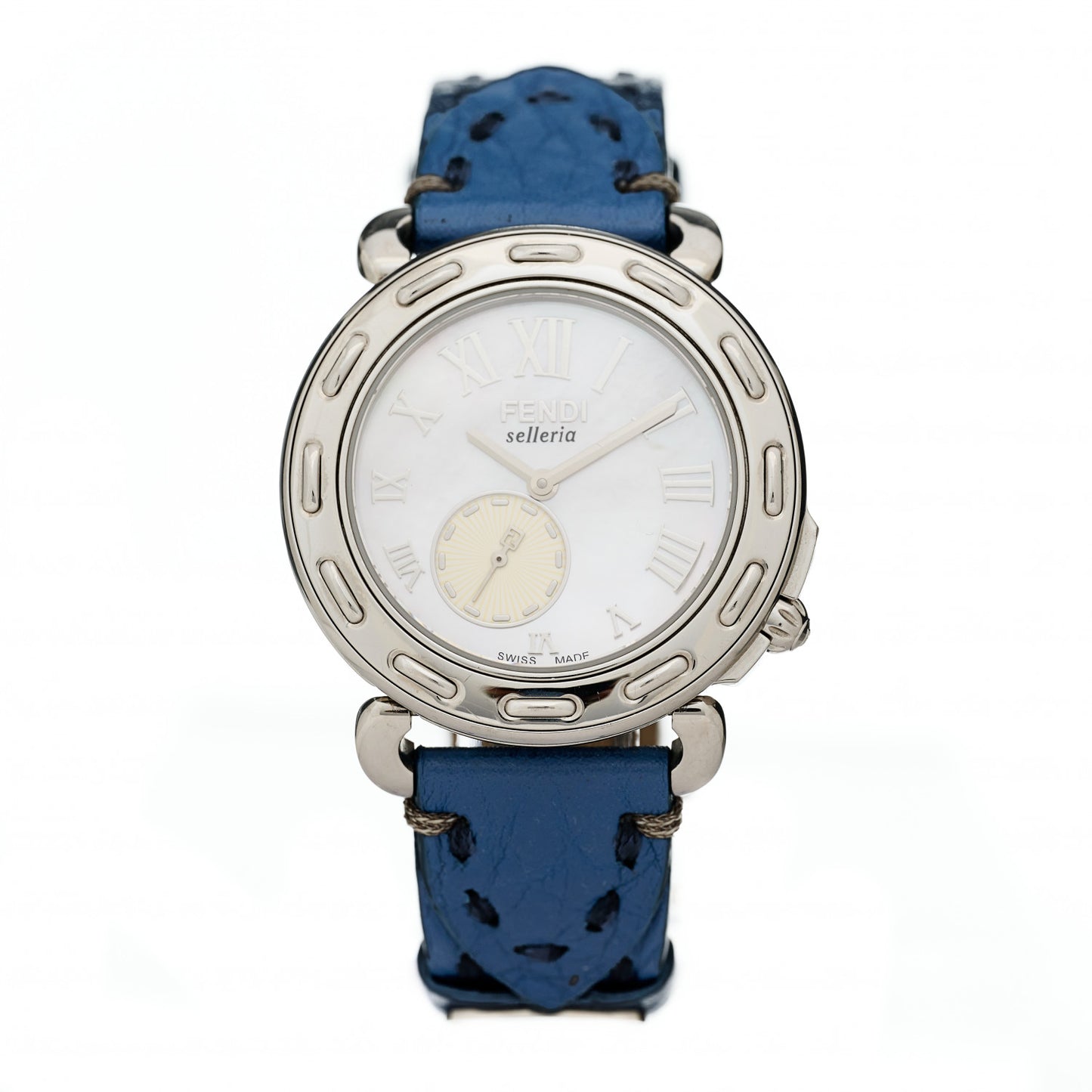 Stainless Steel Calfskin Mother of Pearl 37mm Selleria Quartz Watch Blue