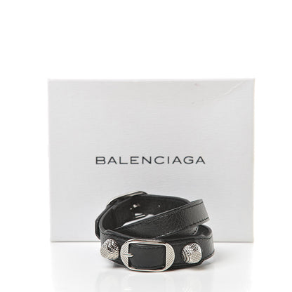 Balenciaga Agneau Giant Silver Hardware Triple Tour M Bracelet Black 6 of 6