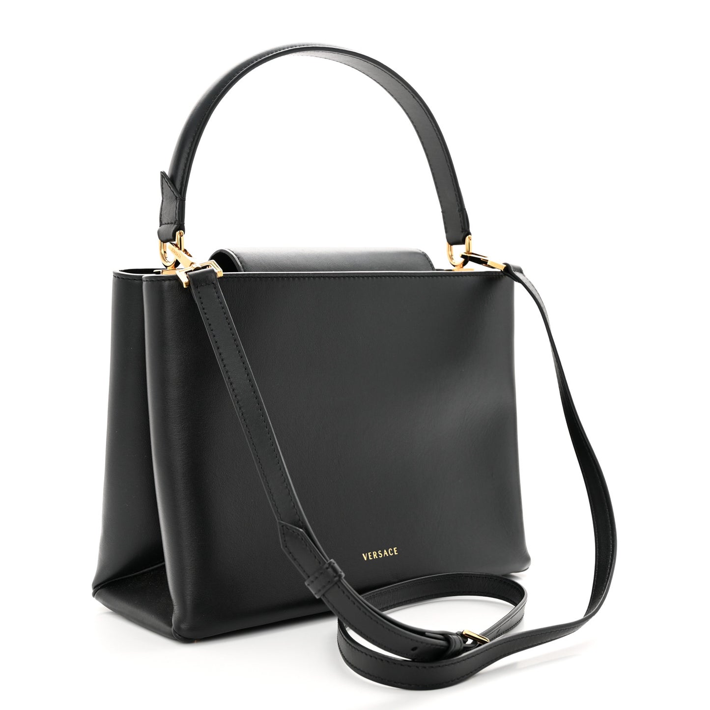 Vitello Virtus Top Handle Shoulder Bag Black