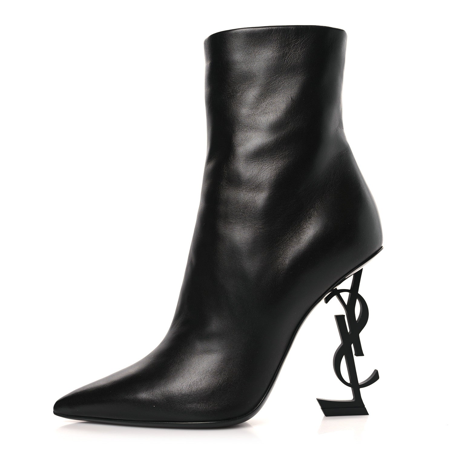 Saint Laurent Calfskin Opyum Ankle Boots 37.5 Black 1 of 9