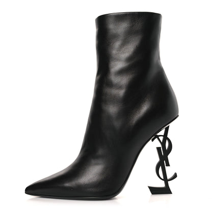 Saint Laurent Calfskin Opyum Ankle Boots 37.5 Black 1 of 9