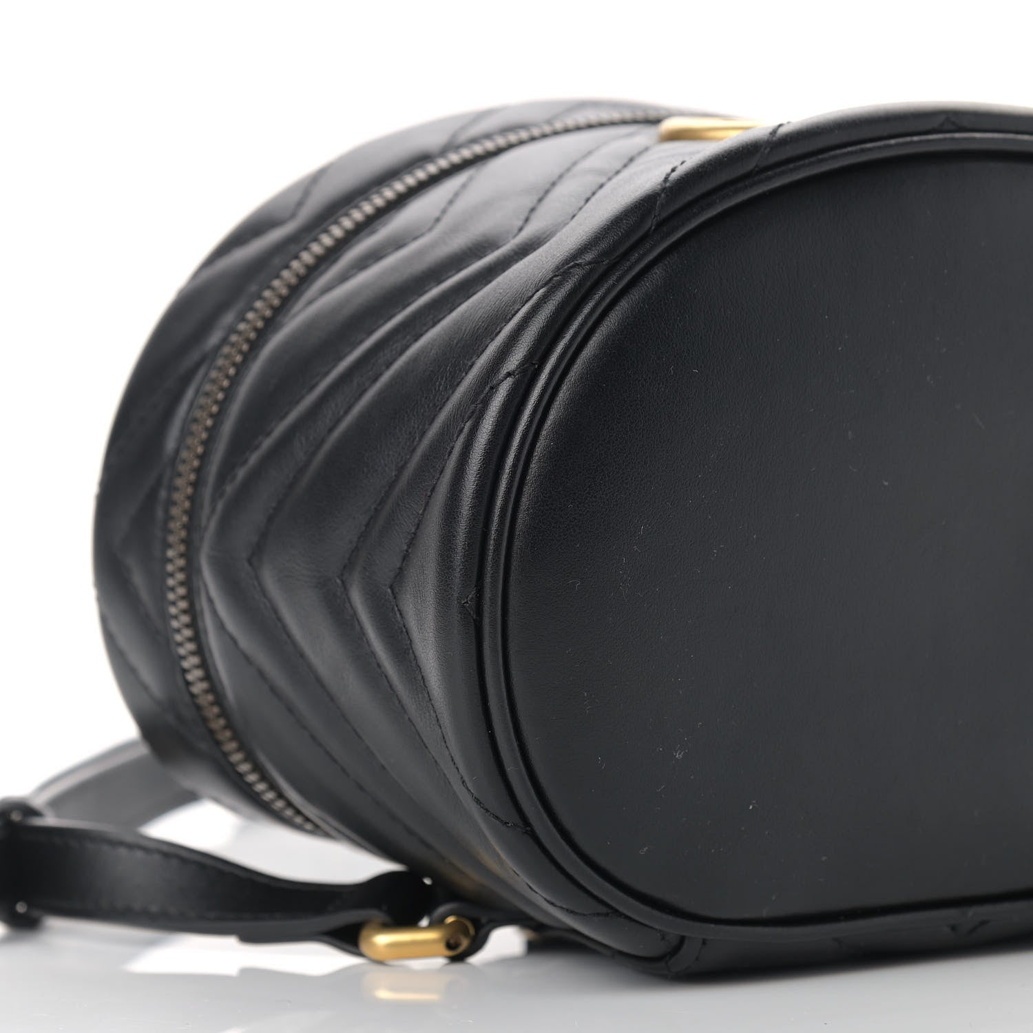 Gucci Calfskin Matelasse Mini GG Marmont Round Backpack Black 8 of 16