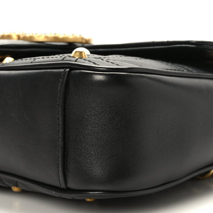 Gucci Calfskin Matelasse Studded Mini Pearly GG Marmont Shoulder Bag Black 9 of 10