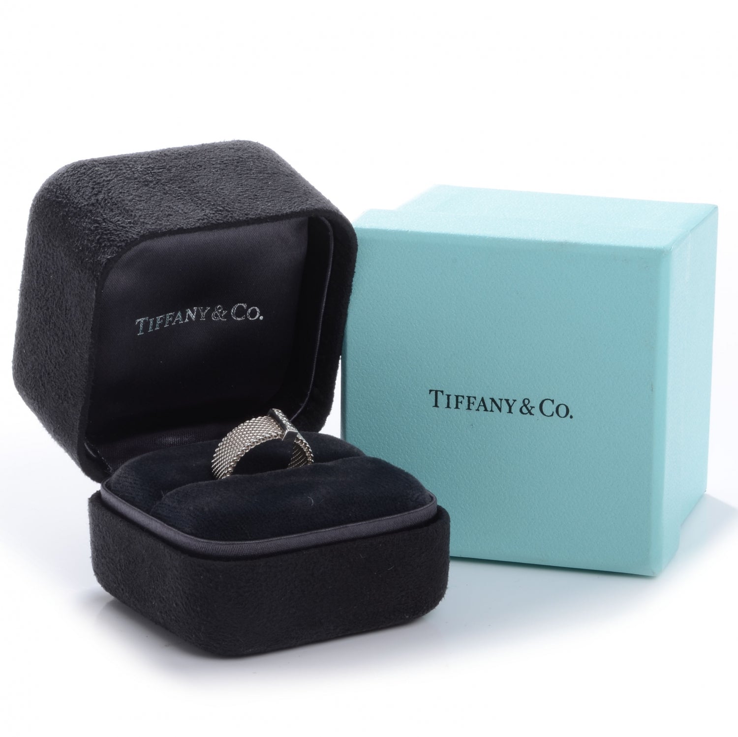 Tiffany Sterling Silver Diamond Somerset Mesh Ring 51 5.75 6 of 6